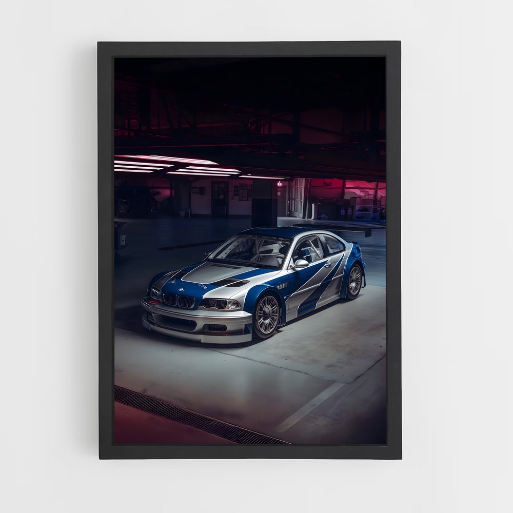 Poster Garage Bleu – affiche BMW (vue 2)